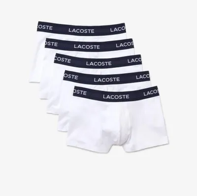 Produktbild von Lacoste 5er Pack Unterhosen Baumwolle Stretch Boxer Weiß/Navy