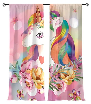Immagine prodotto di Tende per bambini finite 75x166 cm - Criniera di unicorno/arcobaleno