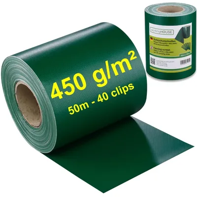 Zdjęcie produktu dla Siatka pleciona, ogrodzenie PVC, 450 g/m², 50 metrów, kolor zielony