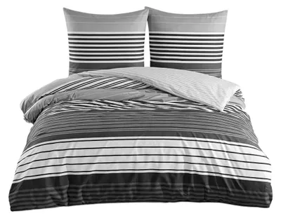 Obrázok produktu pre Obliečka na prikrývku s pruhovým vzorom – obojstranná obliečka na prikrývku so zipsom, rozmer 200 x 220 cm + 2x (80 x 80 cm)