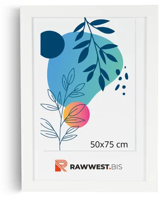 Produktbild von RAWWEST.BIS Holz Bilderrahmen 50x75 cm Plexiglas Poster Foto Wandrahmen Weiß