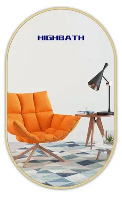 Immagine prodotto di Specchio da parete ovale, 50 x 70 cm, con cornice dorata in metallo, ideale per bagno, soggiorno, camera da letto o ingresso