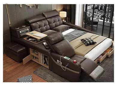 Produktbild von Multifunktion Design Bett Big Kunstleder Hotel Polster 180x200 Betten Neu