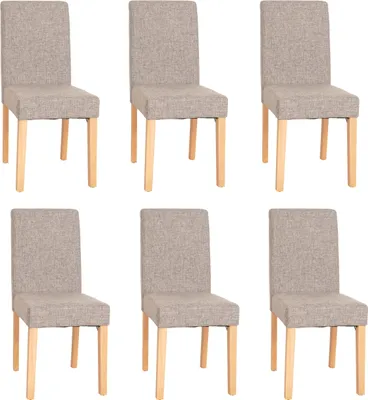 Produktbild von 6er-Set Esszimmerstuhl Stuhl Küchenstuhl klassisch und zeitlos  | HxBxT 90x43x48cm | Sitzhöhe 45cm |  Textil  |  helle Beine |  Grau