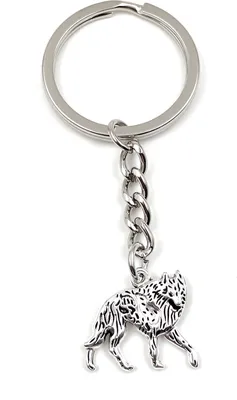 Image de Onwomania Porte-clés - "Loup Chien Animal de compagnie" - Porte-bonheur en métal idéal comme cadeau par ex. pour le meilleur ami, la meilleure amie, maman