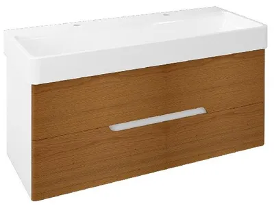 Image de Sapho Mediena - Meuble lavabo 1170x505x485 mm, blanc mat/chêne naturel MD122