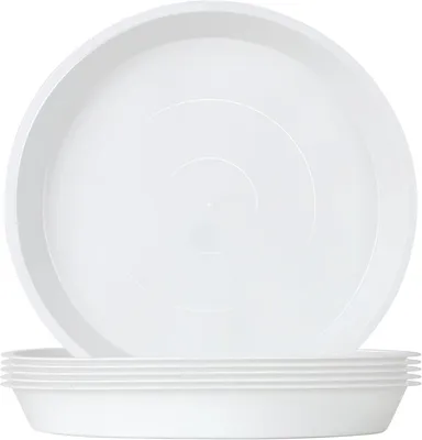 Imagen del producto de Juego de 6 macetas, diámetro de 26 cm, color blanco, para plantas de interior y exterior