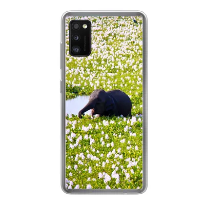 Produktbild von MuchoWow® Handyhülle Schutzhülle Hülle für Samsung Galaxy A41 Elefant - Wasser - Pflanzen - Grün - Natur - Tiere Silikon Softcase Handy Hülle - Mobiltelefon
