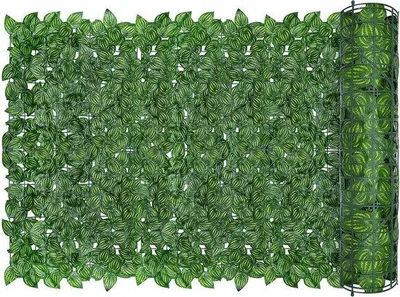 Produktbild von Famanu Kunsthecke Sichtschutz - 100 x 300 cm - Efeu Balkon mit Melonenblatt