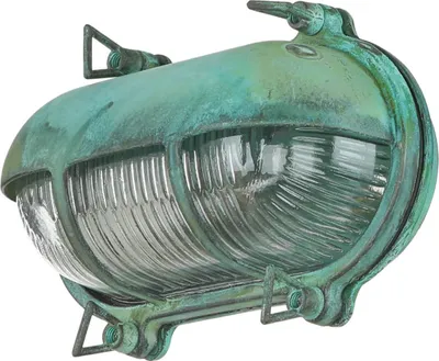 Produktbild von Außenleuchte Maritim Messing Glas B: 21 cm E27 in Grün antik Wandlampe Haus Garten