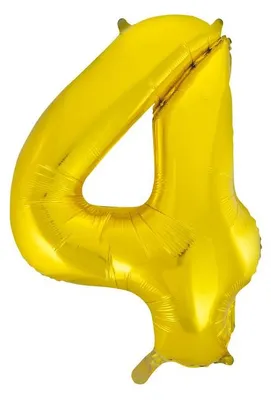 Produktbild von Folienballon Zahl 4 in Gold, ca. 86 cm, Dekoration für Geburtstag, Jubiläum und Party