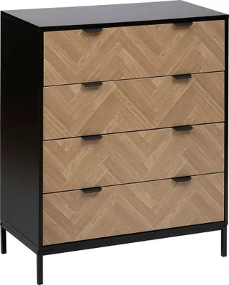 Produktbild von Noan Kommode mit 4 Schubladen, Industrial-Stil, Fischgrätoptik, 95x40x40 cm