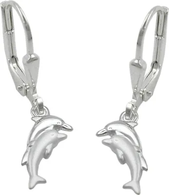 Produktbild von Ohrringe Ohrhänger Brisur Delfine Delfinpaar 925 Echt Silber Damen