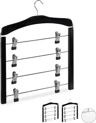 Immagine prodotto di Set appendiabiti per gonne/pantaloni, in legno, nero, 3 pezzi