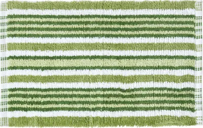 Produktbild von HOMESCAPES Badvorleger grün weiss gestreift 40 x 60 cm 100% Baumwolle