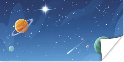 Produktbild von MuchoWow® Poster Eine Illustration des Mondes zwischen den Planeten 40x20 cm - Poster für die Wand - Poster Schlafzimmer