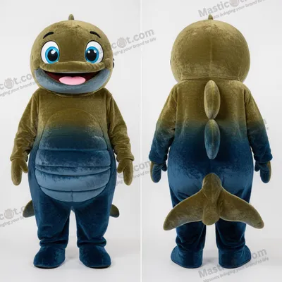 Productafbeelding van Olijfblauwe breedgeschouderde blauwe vinvis mascotte MASTICOT
