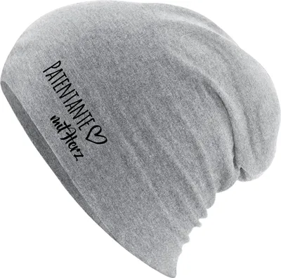 Produktbild von Huuraa Beanie Patentante mit Herz Heather Grey One Size Baumwolle und Elasthan Mütze Geschenkidee