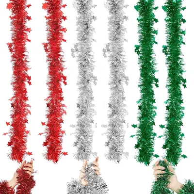 Weihnachtskranz 6er-Set, 200 cm x 9 cm, Metall, für Baum & Tür