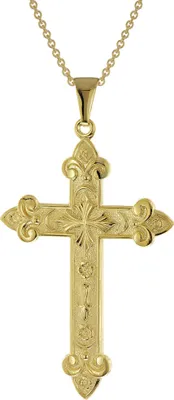 trendor 15762 Kreuz-Anhänger Gold 333/8K mit vergoldeter Silber-Herrenkette 1