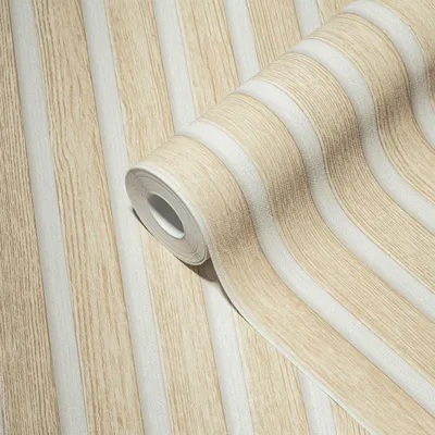Produktbild von Vliestapete Streifentapete Beige Weiß Streifenoptik 391097 Mustertapete Elements II