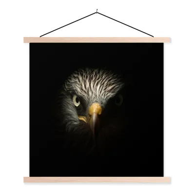 Produktbild von MuchoWow® Textilposter Vogel - Adler - Raubvögel - Auge - Schnabel - Licht 40x40 cm mit holzfarbenen Rahmen - Posterleiste