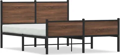Produktbild von vidaXL Metallbett ohne Matratze Braun Eichen-Optik 150x200 cm