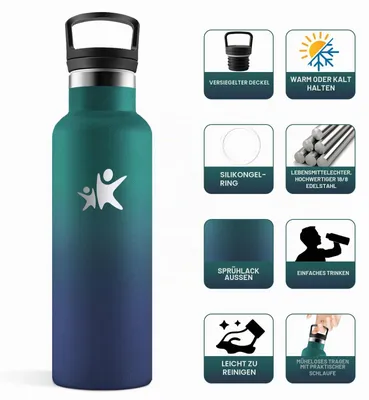 Produktbild von JAPORIA Trinkflasche 500ml Thermos Strohhalm BPA-frei