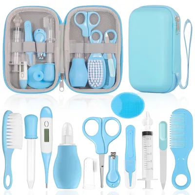 Imagen del producto de Kit de cuidado para bebés, de 13 piezas, que incluye cortaúñas para bebés, cepillo para bebés, ideal para recién nacidos