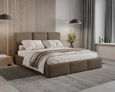 Image de BESILIO Lit rembourré avec espace de rangement 180x200 Elora - lit élancé avec tête de lit décorative et cadre métallique - marron