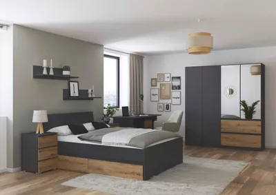 Produktbild von Jugendzimmer Joel 4trg Kleiderschrank in Grau Metallic und Artisan Eiche – Das perfekte Kinderzimmer