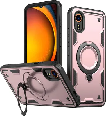 Produktbild von Dual Layer Hülle für Samsung Galaxy XCover7 mit Ring Ständer Magnetisch Stoßfest Handyhülle Roségold