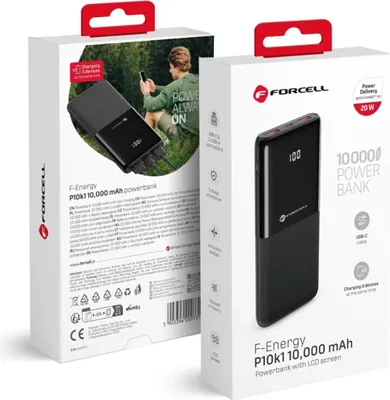 Image de FORCELL F-ENERGY P10k1 Powerbank PD QC3.0 3A 20W 10 000 mAh schwarz