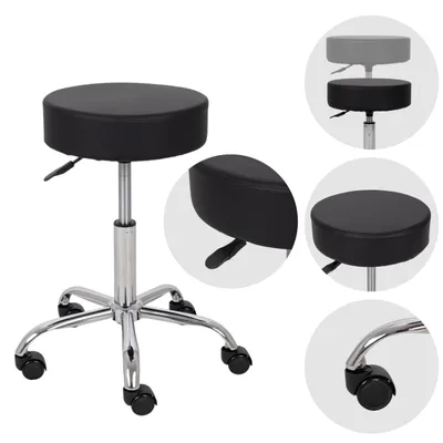 Produktbild von Habys Rollhocker Tila | Höhenverstellbar, Arbeitshocker, Drehstuhl, Drehhocker, Kosmetikhocker, Praxishocker, Bürohocker | Schwarz