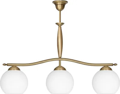 Produktbild von Kronleuchter Messing Goldpatina Matt-Glasschirm weiß matt Ø71x56cm 3xE27 180W Esszimmer Wohnzimmer klassisch elegant höhenverstellbar Decke