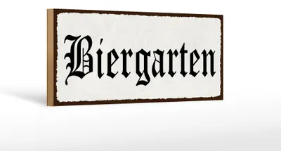 Produktbild von Holzschild Hinweis Biergarten weißes Schild, 27 x 10 cm, Holzschilder Spruch Getränke Alkohol Bier