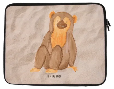 Produktbild von Mr. & Mrs. Panda Laptophülle Affe 27 x 36 cm - Sandig - Geschenk, Selbstliebe, Liebe, Notebook Tasche, Laptop, Laptoptasche, Respekt, Sleeve, Affen, Selfcare, Hülle