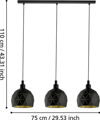 Immagine prodotto di EGLO 97846 ROCCAFORTE Lampada a sospensione oro nero 3xE14