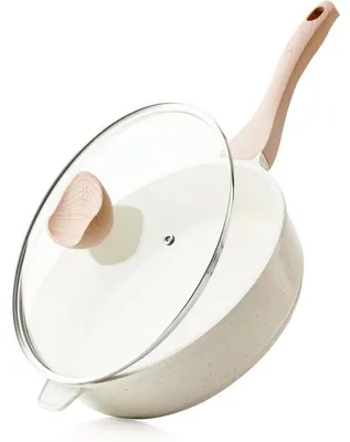 Produktbild von Antihaft-Keramik-Bratpfanne mit Deckel 26 cm Creme Induktionsgeeignet /-frei