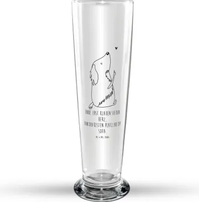 Produktbild von Mr. & Mrs. Panda Bierglas Hund Liebe - Transparent - Geschenk, Glasbierglas, Herz, Sprüche, Bier Glas, Bierbecher, Hunde, Trinkglas, Glasbecher