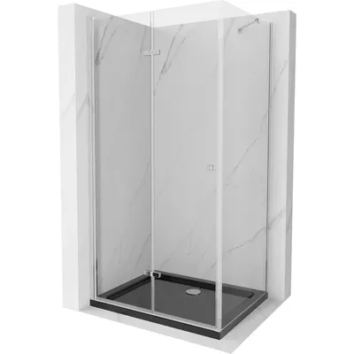 Obrázek produktu pro Mexen Lima skládací sprchový kout 100 x 90 cm, Průhledné, Chromovaná + sprchová vanička Flat, Černá - 856-100-090-01-00-4070