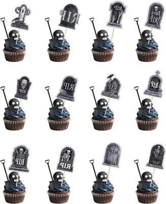 Immagine prodotto di Set di 24 decorazioni per cupcake a tema horror per feste da brivido
