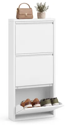 Produktbild von VASAGLE Schuhschrank, Schmaler Schuhkipper, 3 Klappen, Stahl