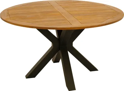 Produktbild von DEGAMO Gartentisch Esstisch Holztisch MADEIRA 130cm rund, Gestell Metall anthrazit + Tischplatte Akazie geölt