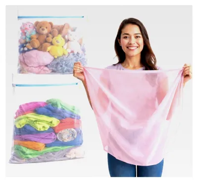 Produktbild von 2er Set XXL Wäschenetze 60x90 cm - Wäschesack für Waschmaschine - Waschsack & Wäschebeutel mit Reißverschluss in verschiedenen Größen