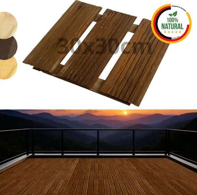 Obrázek produktu pro Floranica dřevěné dlaždice 1 ks 30x30 cm hnědá terasové dlaždice modřínové dřevo balkonové dlaždice stupačky