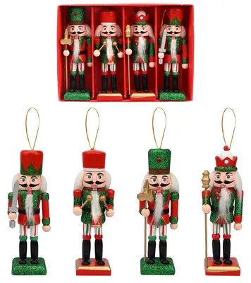4 Holz-Nussknacker-Soldaten, 12 cm, Weihnachtsdeko