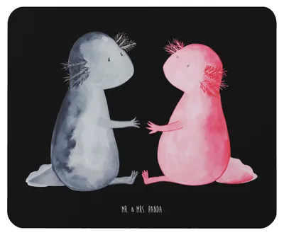 Produktbild von Mr. & Mrs. Panda Mouse Pad Axolotl Liebe - Schwarz - Geschenk, Mousepad, laptop mauspad, Lurch, pc, mausunterlage, Valentinstag