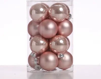Christbaumkugel - Glas - D: 3,5cm - glänzend und matt - puderrosa - 16er Set