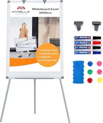 Produktbild von Makello Flipchart 90 x 60 cm, Whiteboard -Ständer, Höhenverstellbar, Trockenwisch